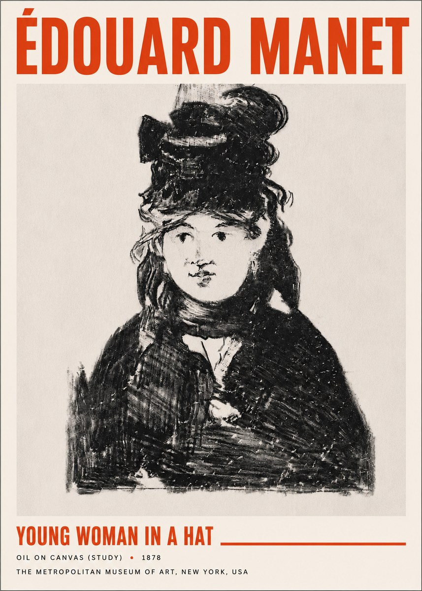 Édouard Manet Young Woman in a Hat IV No5 - Affiche