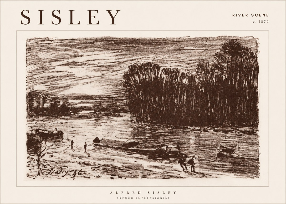 Sisley River Scene No4 - Affiche