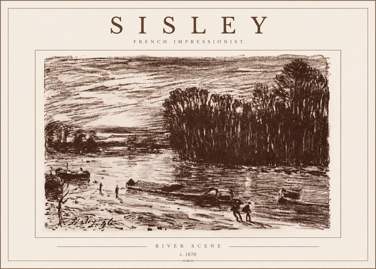 Sisley River Scene No5 - Affiche