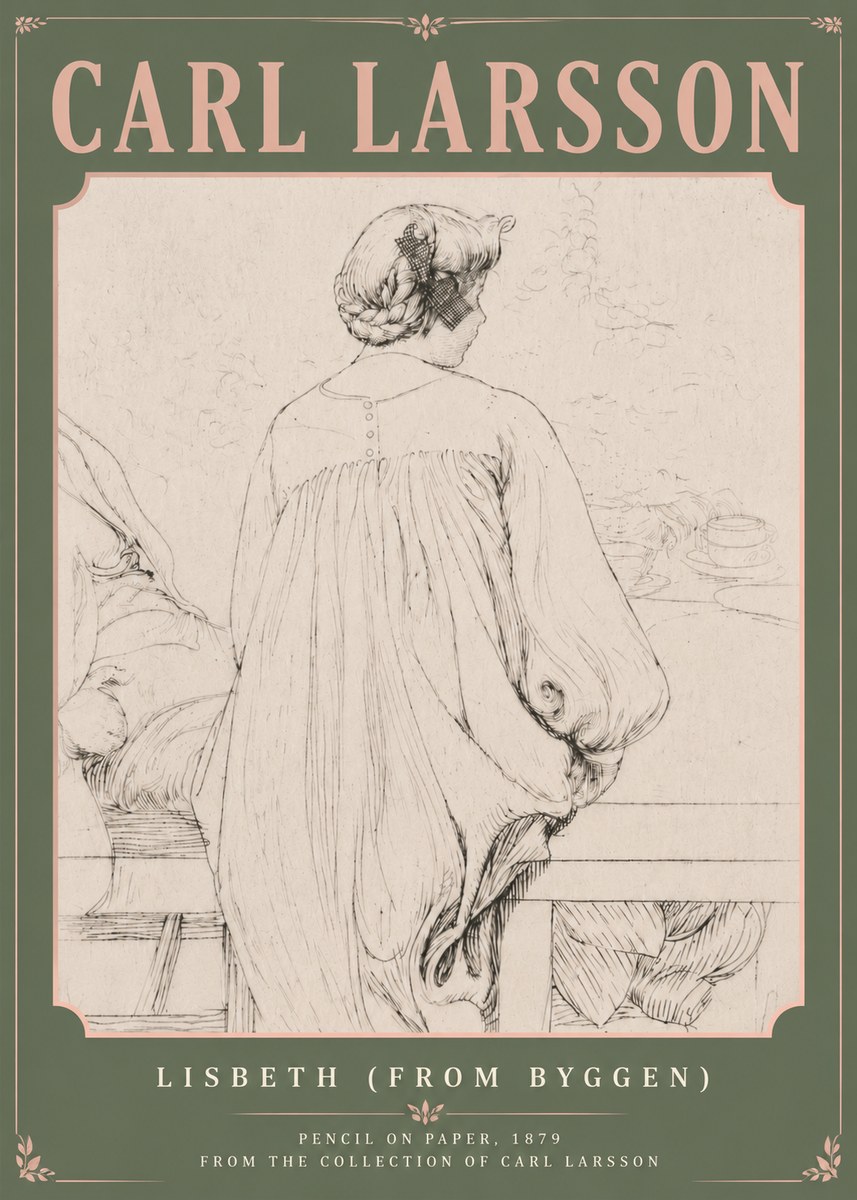 Carl Larsson Lisbeth (from Byggen) No5 - Affiche