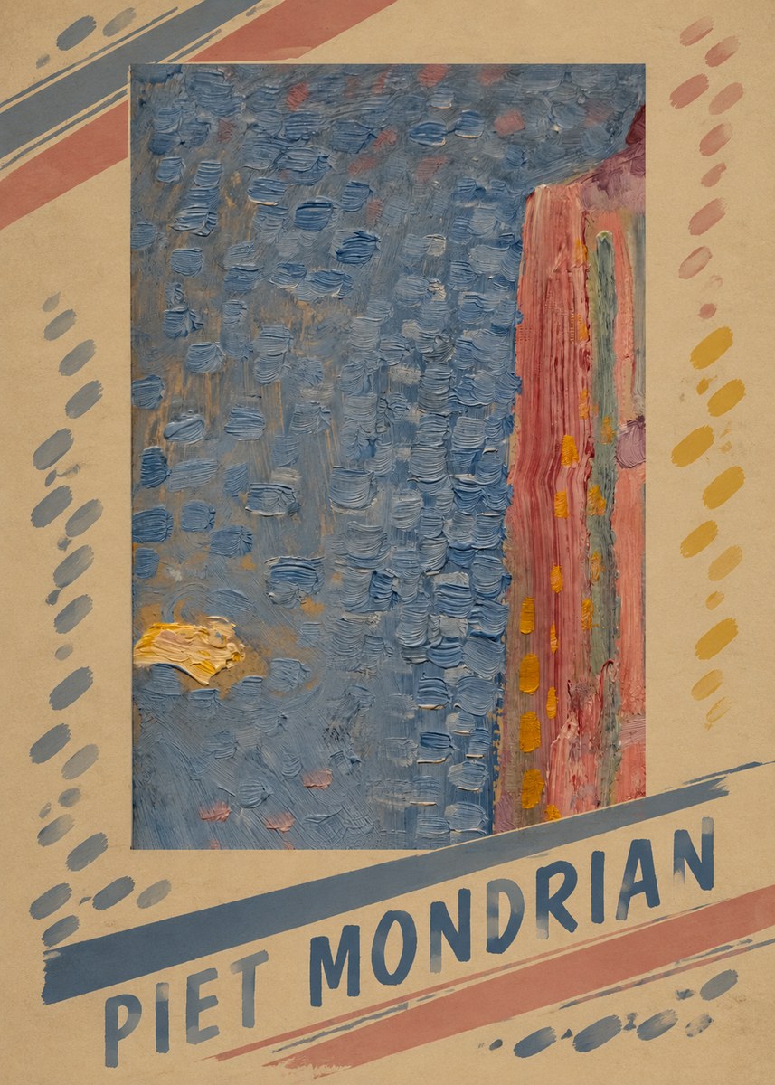 Piet Mondrian Façade in Sunlight No5 - Affiche
