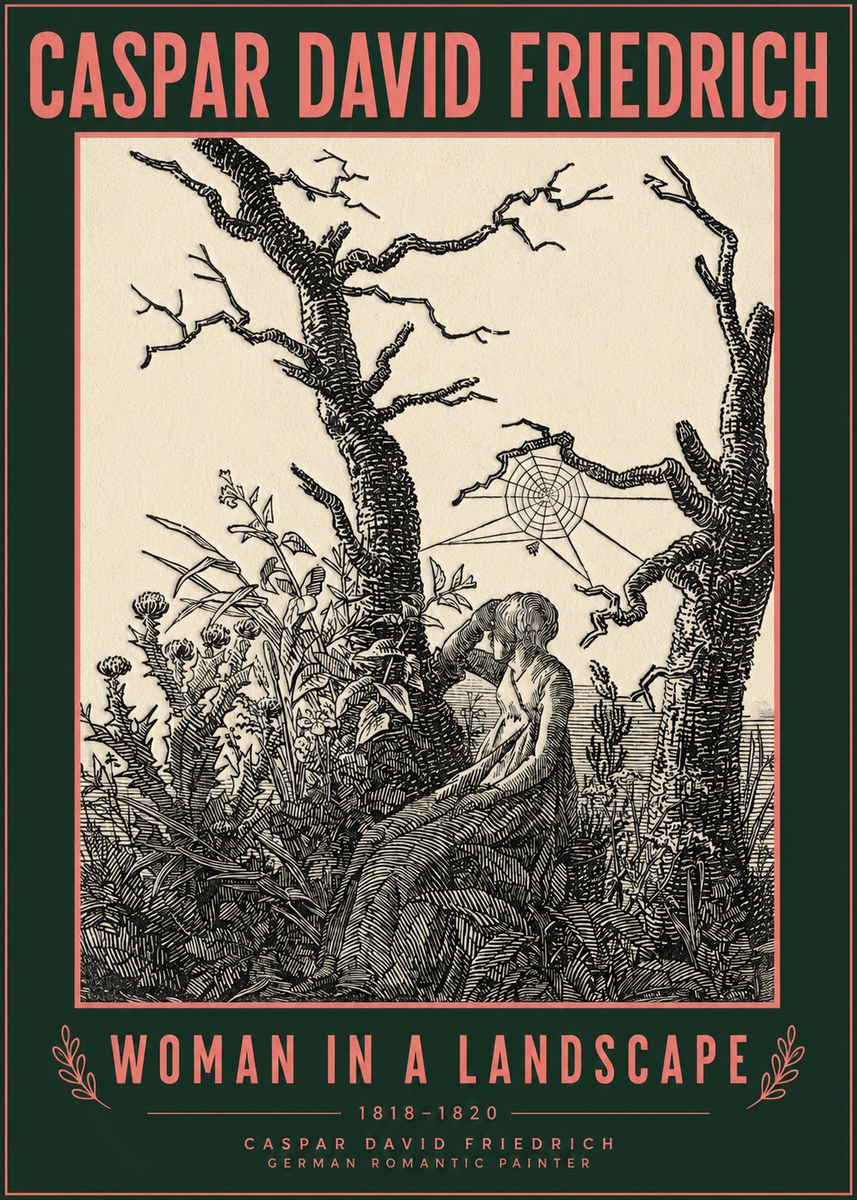 Caspar David Friedrich Woman in a Landscape No2 - Affiche