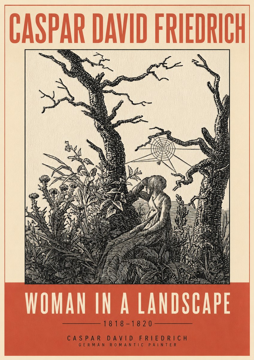 Caspar David Friedrich Woman in a Landscape No3 - Affiche
