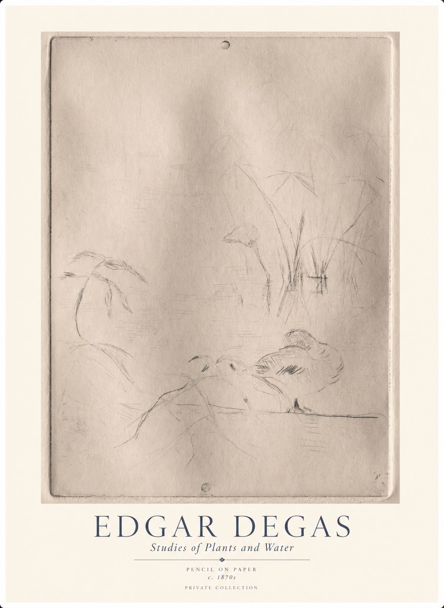 Edgar Degas Studies of Plants and Water No1 - Affiche