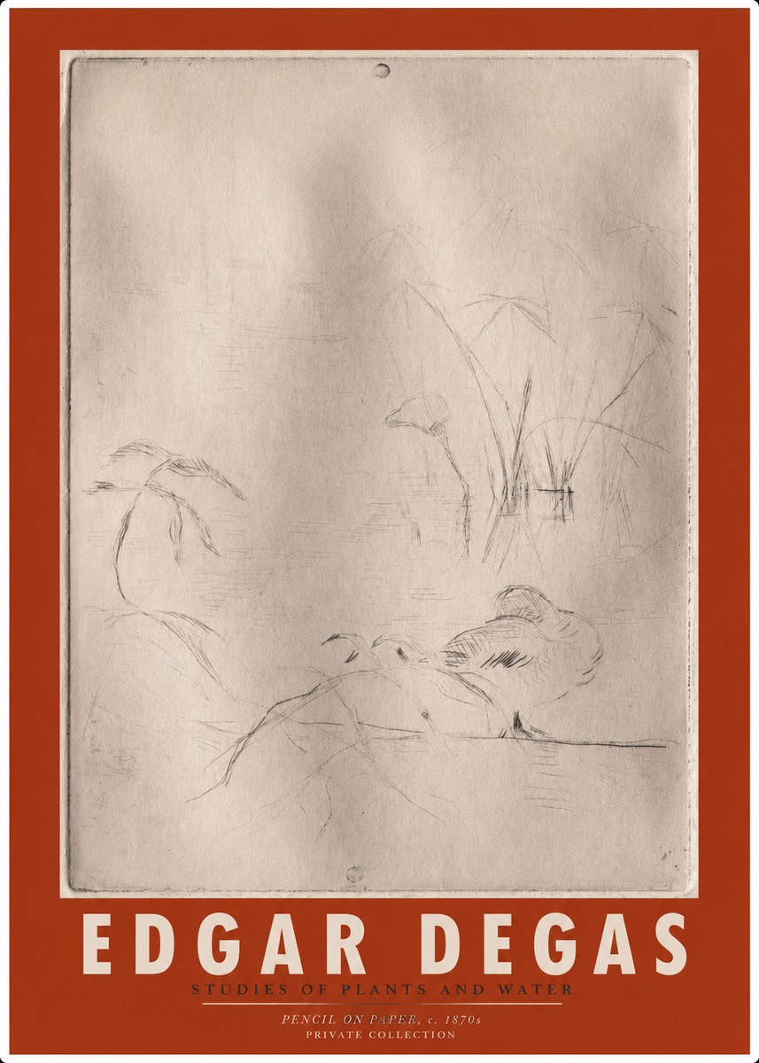 Edgar Degas Studies of Plants and Water No2 - Affiche