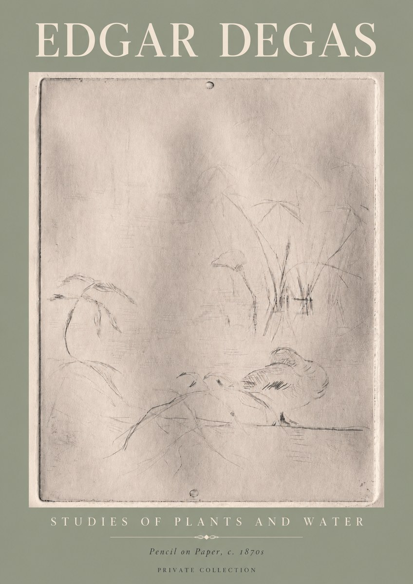Edgar Degas Studies of Plants and Water No4 - Affiche