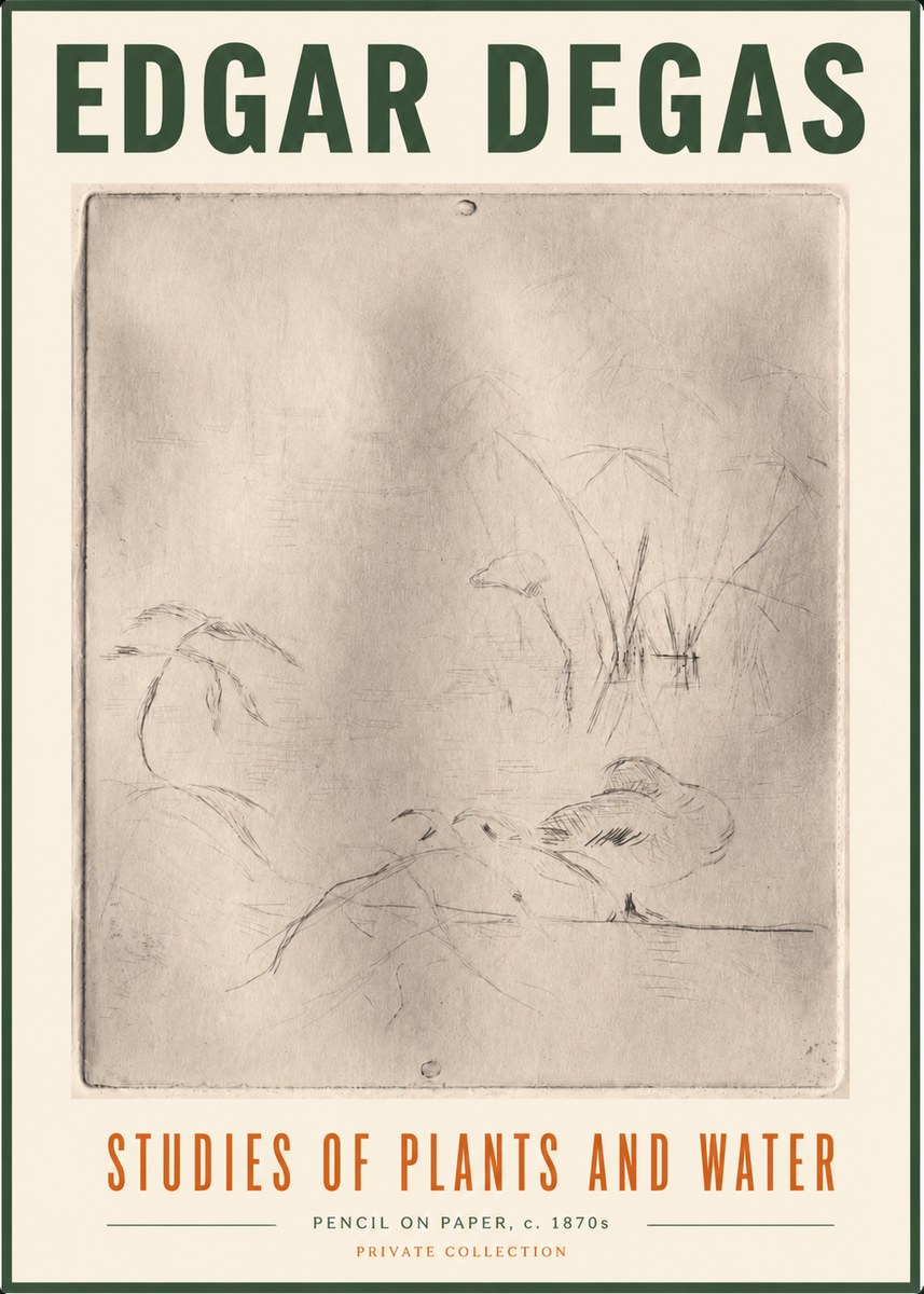 Edgar Degas Studies of Plants and Water No5 - Affiche