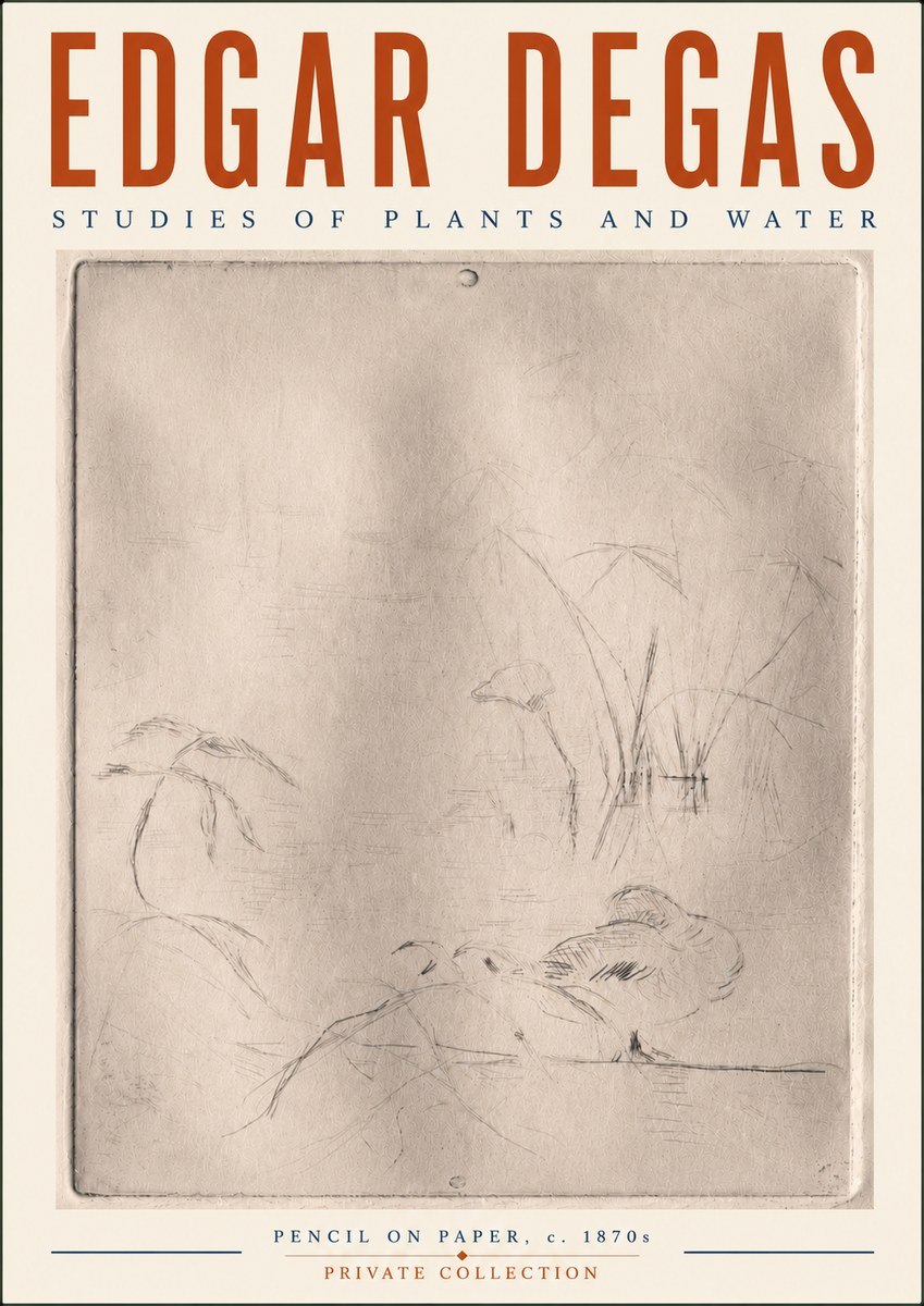 Edgar Degas Studies of Plants and Water No6 - Affiche