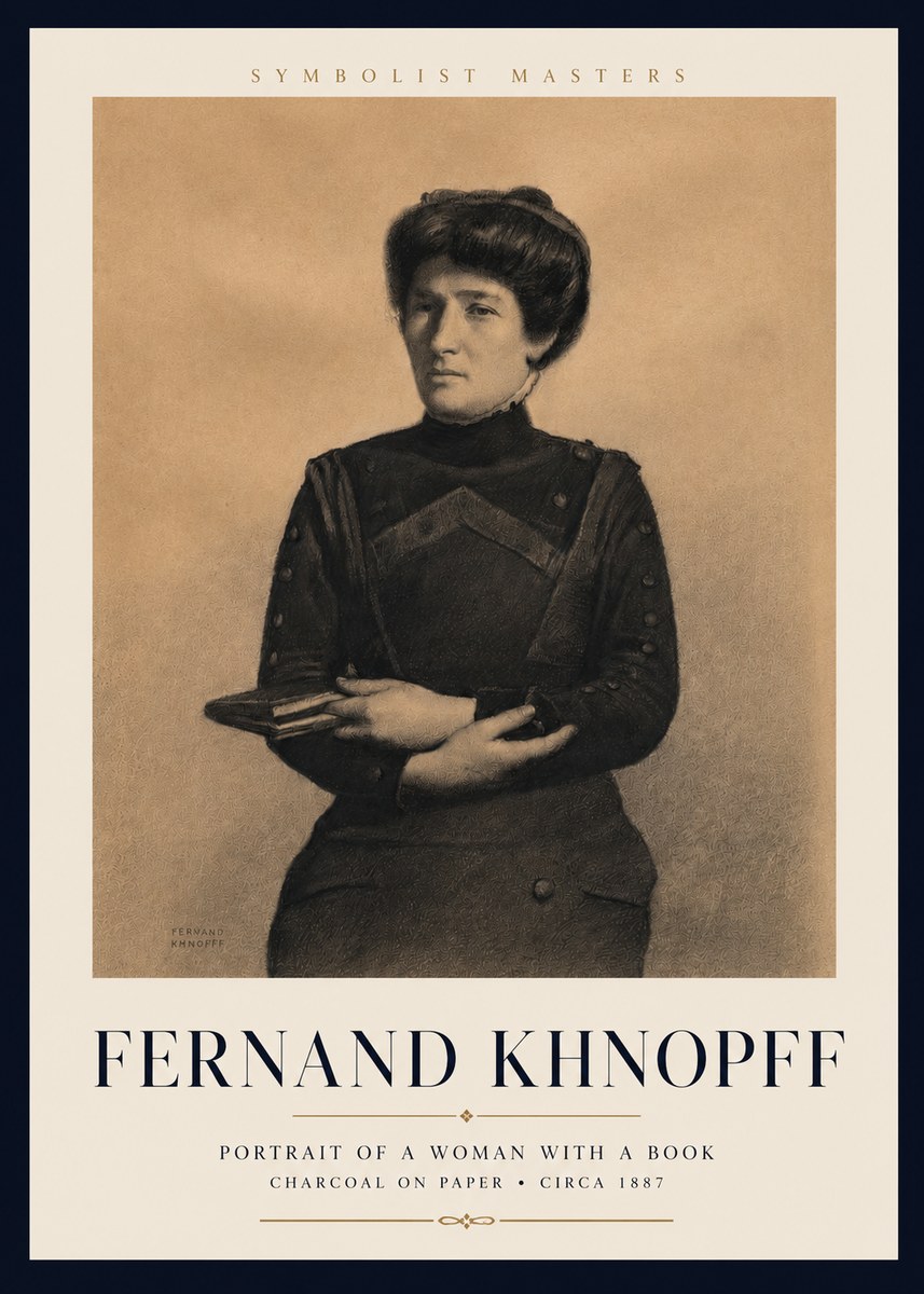Fernand Khnopff Portrait of a Woman with a Book No3 - Affiche