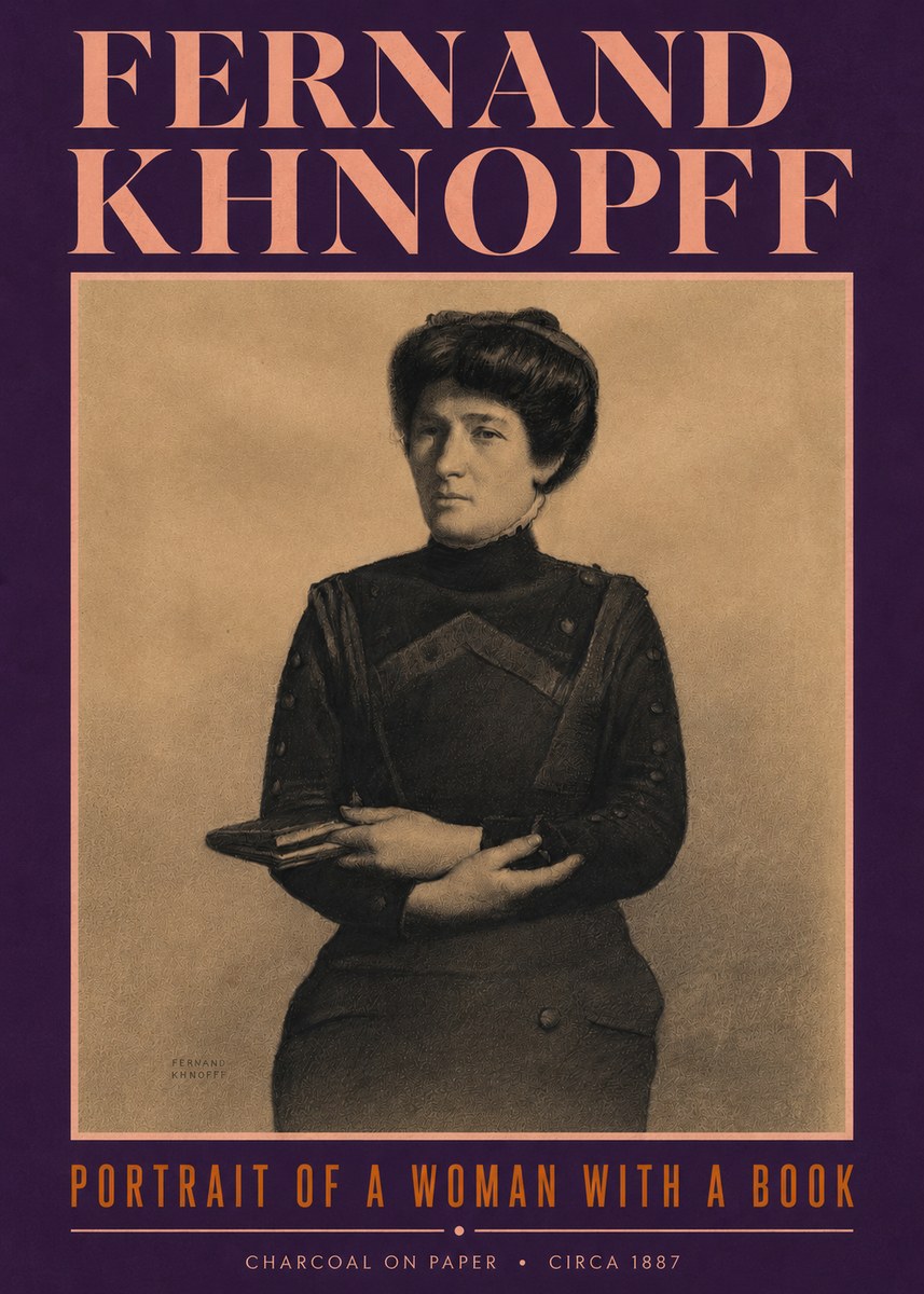 Fernand Khnopff Portrait of a Woman with a Book No4 - Affiche