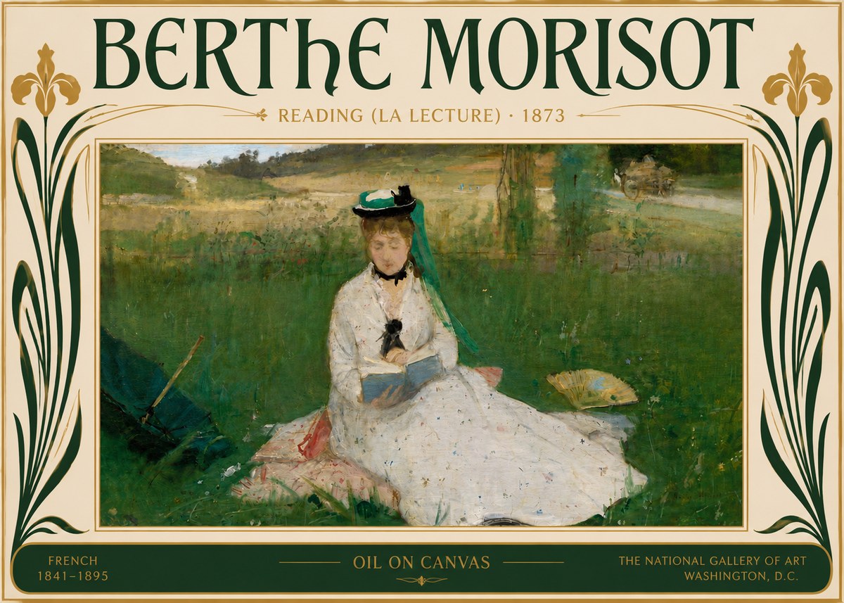 Berthe Morisot Reading (La Lecture) No5 - Affiche