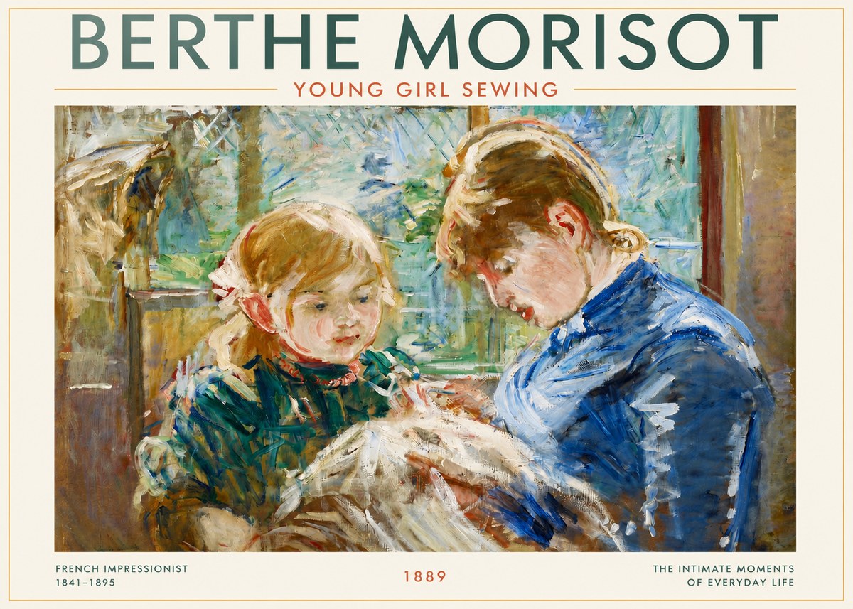Berthe Morisot Young Girl Sewing No3 - Affiche