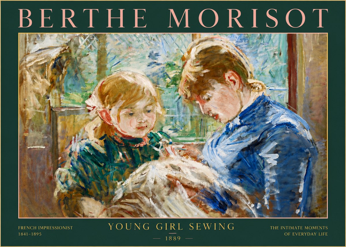 Berthe Morisot Young Girl Sewing No4 - Affiche