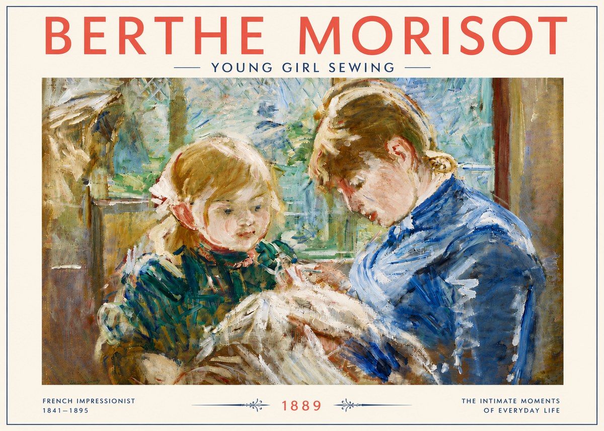 Berthe Morisot Young Girl Sewing No6 - Affiche