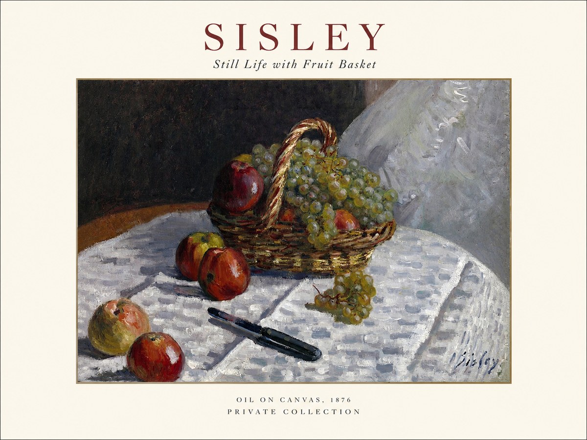Sisley Still Life with Fruit Basket No1 - Affiche