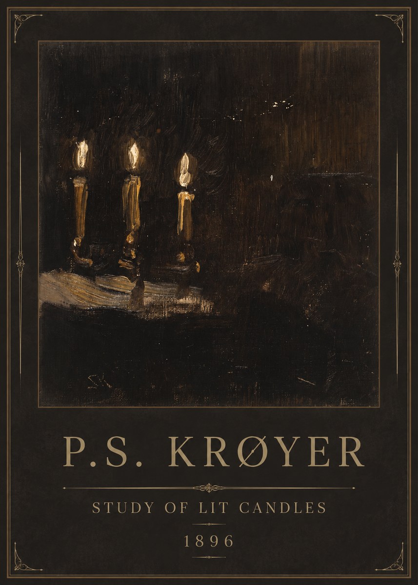 P.S. Krøyer Study of Lit Candles No1 - Affiche