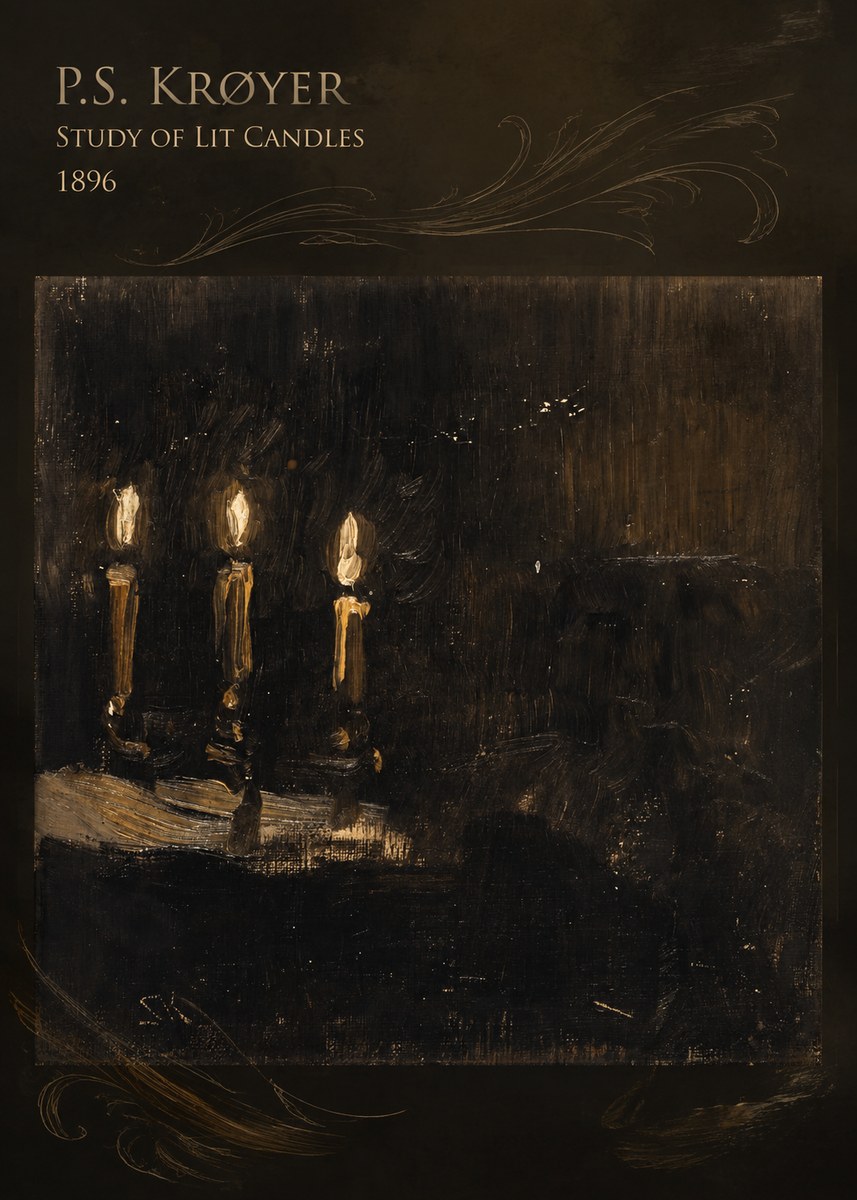 P.S. Krøyer Study of Lit Candles No5 - Affiche
