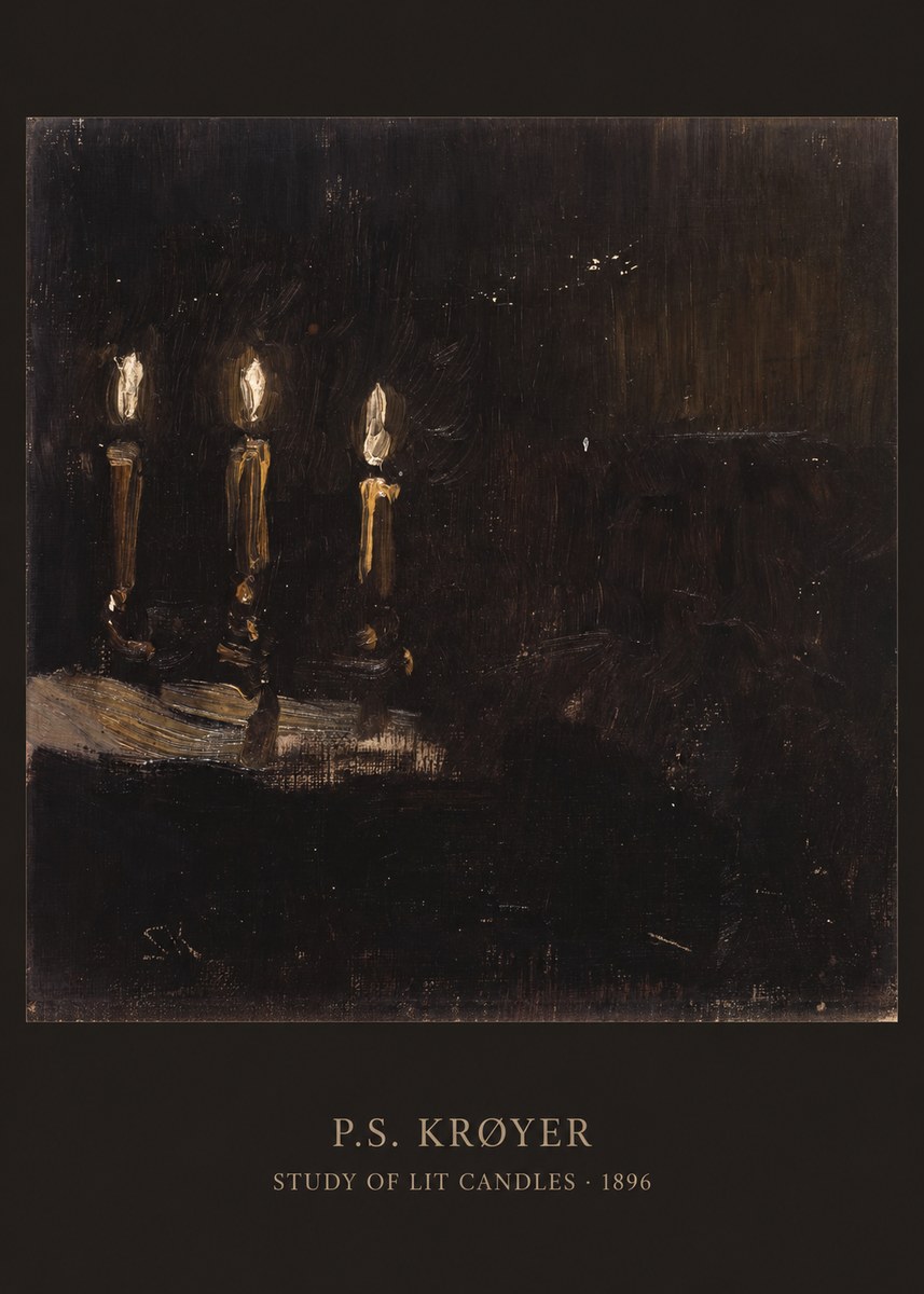 P.S. Krøyer Study of Lit Candles No6 - Affiche