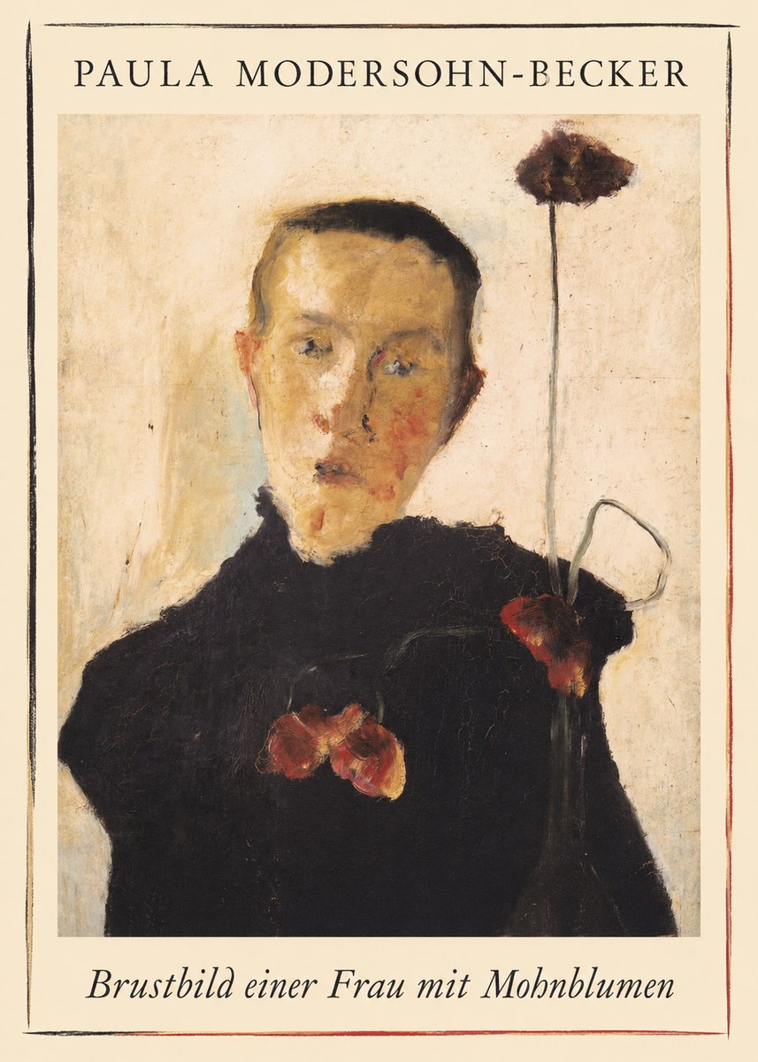 Paula Modersohn-Becker Brustbild Einer Frau Mit Mohnblumen No1 - Affiche