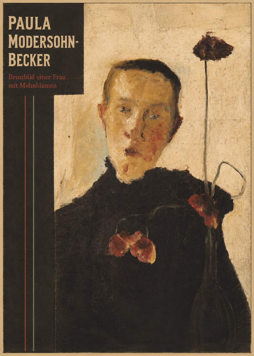 Paula Modersohn-Becker Brustbild Einer Frau Mit Mohnblumen No4 - Affiche