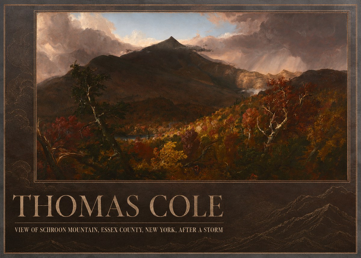 Thomas Cole View of Schroon Mountain, Essex County, New York, After a Storm No2 - Affiche