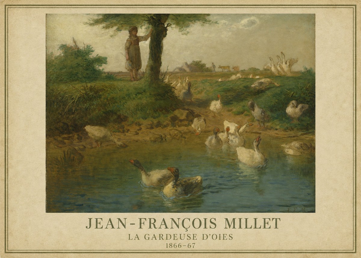 Jean-François Millet La Gardeuse D'oies No1 - Affiche