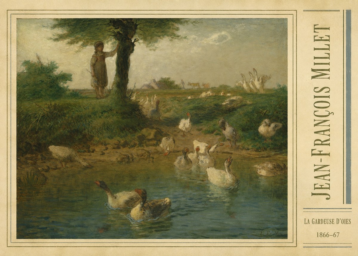 Jean-François Millet La Gardeuse D'oies No5 - Affiche