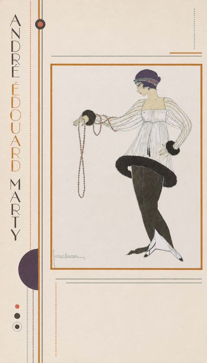 André Édouard Marty Elegant Woman with Pearl Necklace No2 - Affiche
