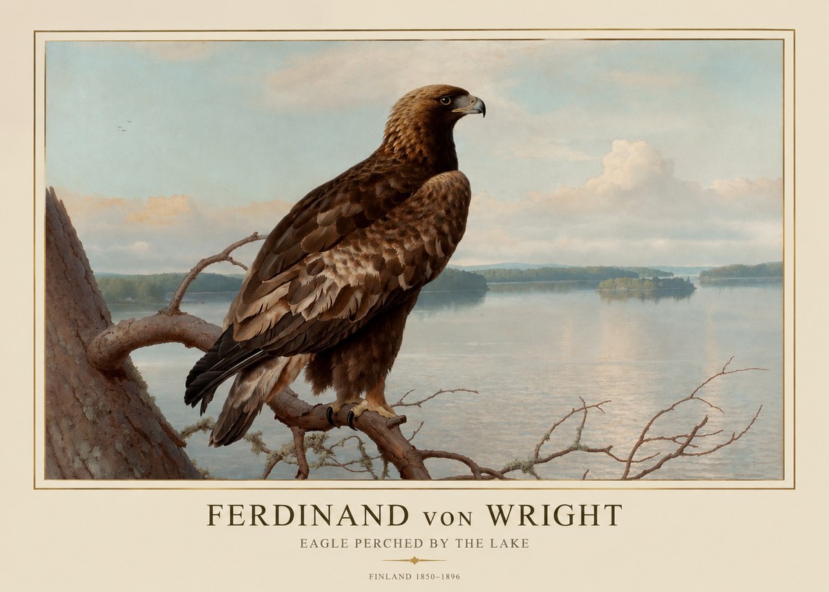 Ferdinand von Wright Eagle Perched by the Lake No1 - Affiche