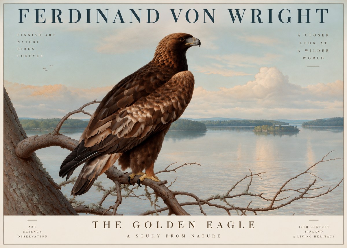 Ferdinand von Wright Eagle Perched by the Lake No5 - Affiche