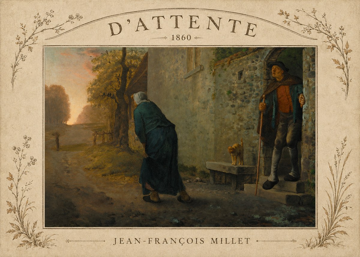 Jean-François Millet D'attente No3 - Affiche