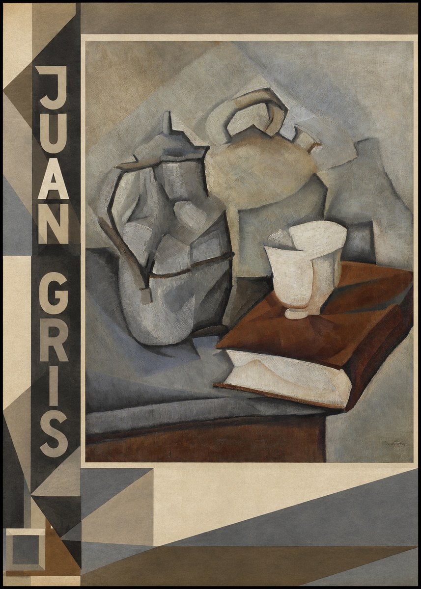 Juan Gris Still Life with Book and Vessels No2 - Affiche