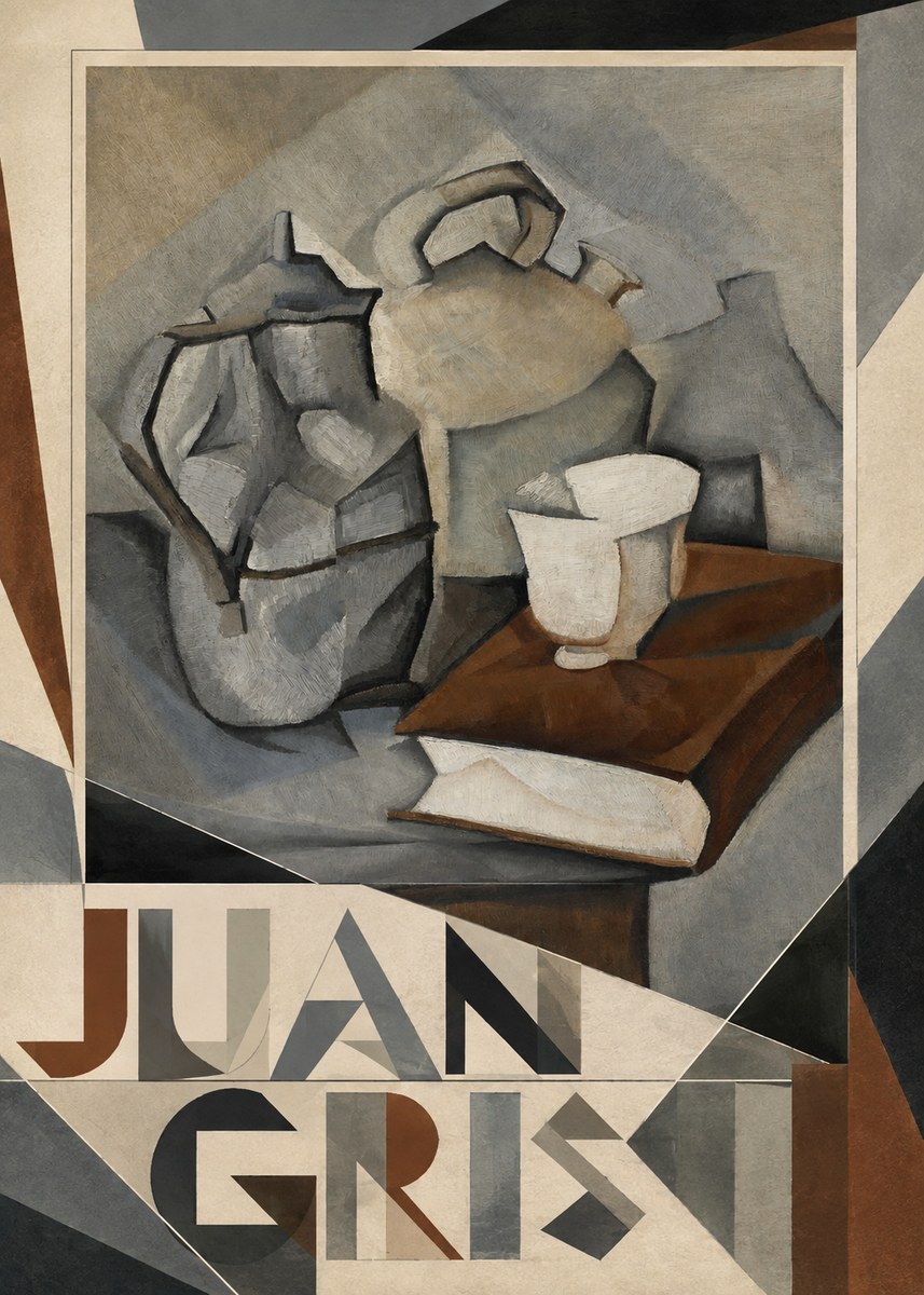 Juan Gris Still Life with Book and Vessels No4 - Affiche