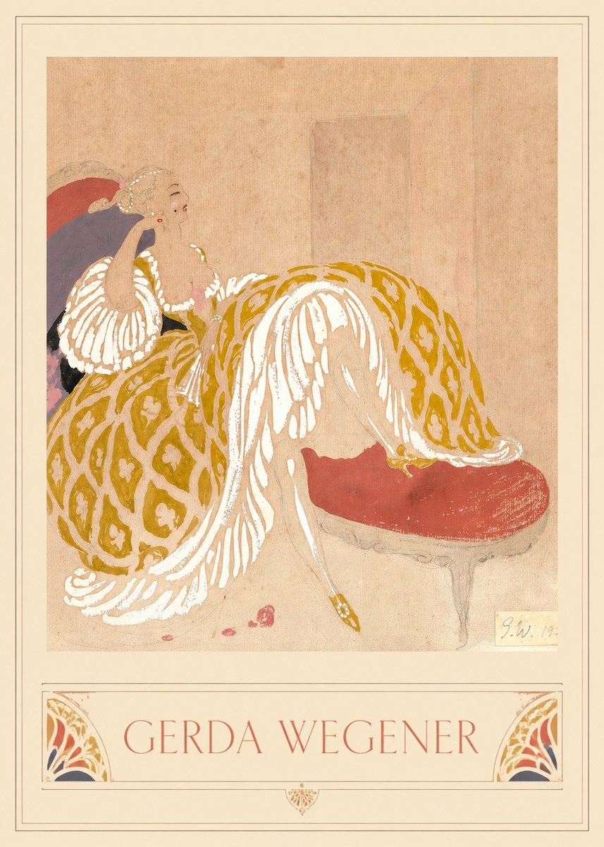 Gerda Wegener Woman in Yellow Dress No4 - Affiche