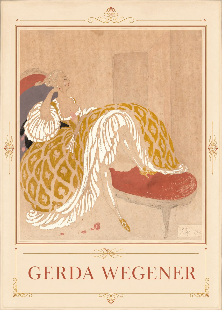 Gerda Wegener Woman in Yellow Dress No5 - Affiche