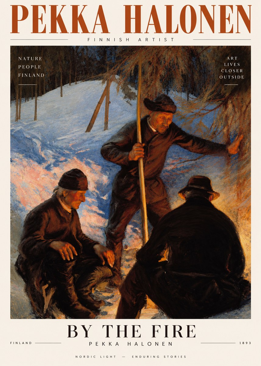 Pekka Halonen By the Fire No3 - Affiche