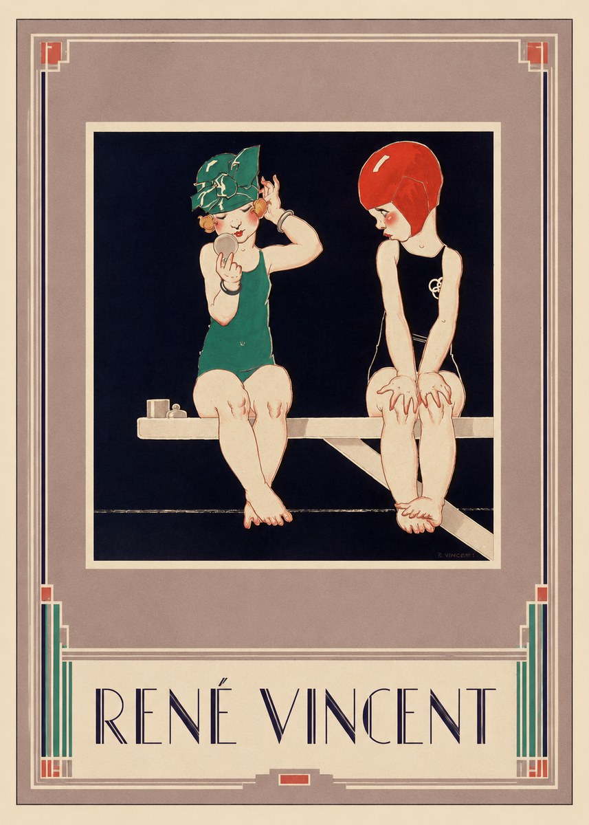 René Vincent At the Poolside No1 - Affiche