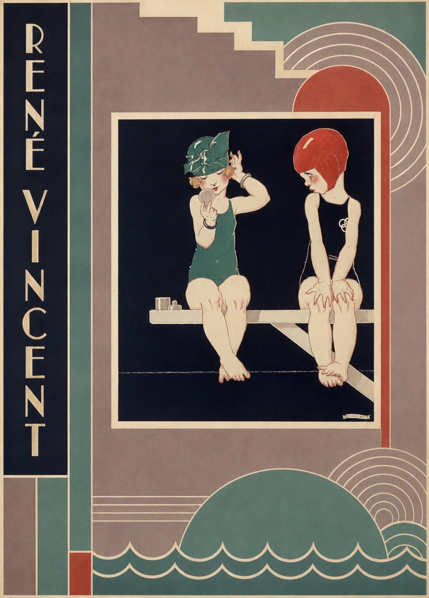 René Vincent At the Poolside No2 - Affiche