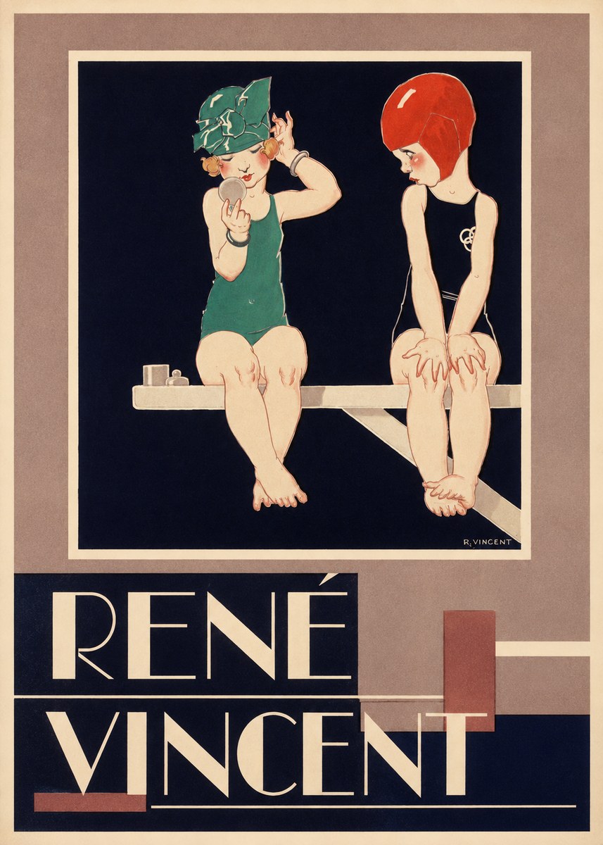 René Vincent At the Poolside No3 - Affiche