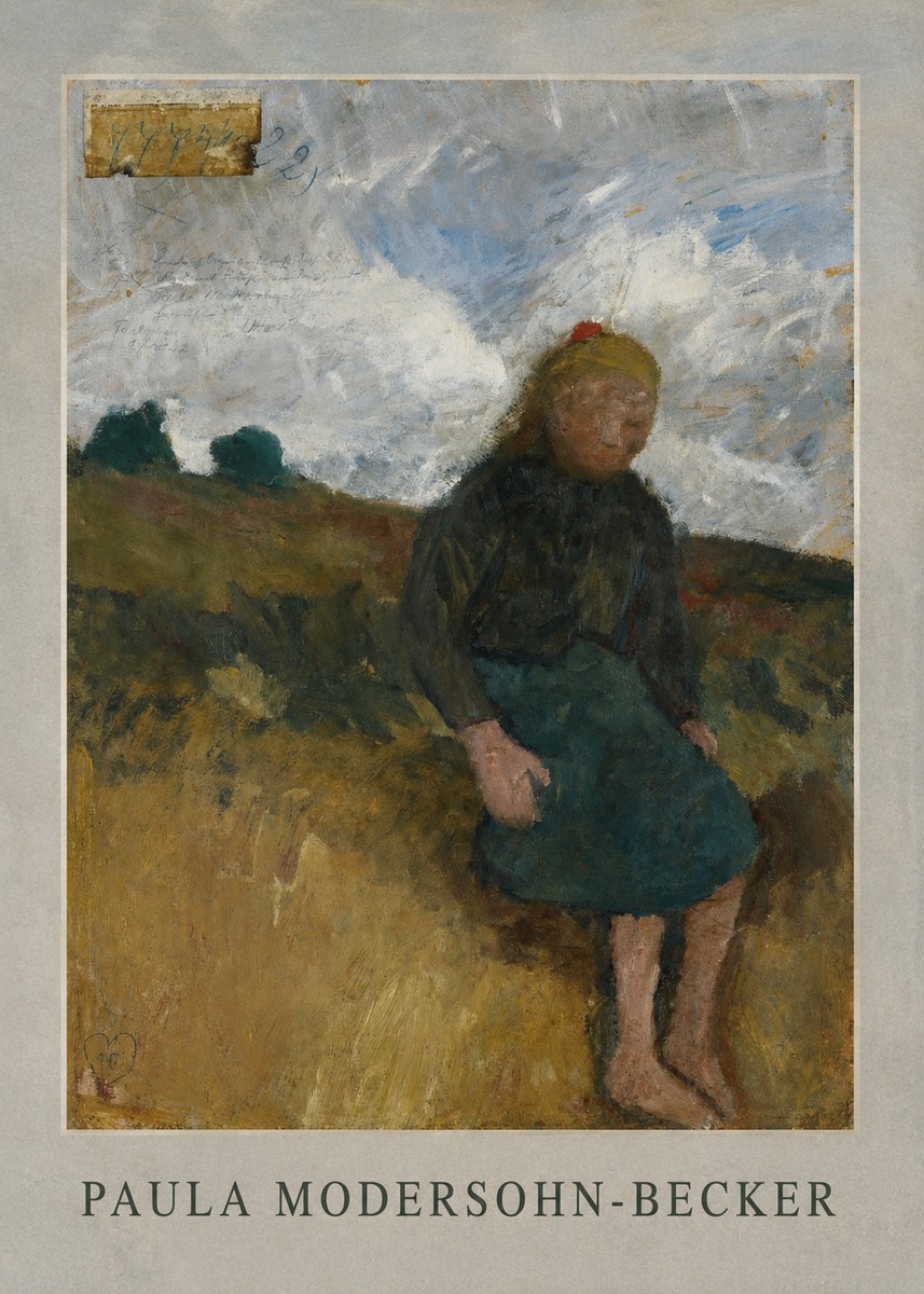 Paula Modersohn-Becker Seated Girl in the Moor No1 - Affiche