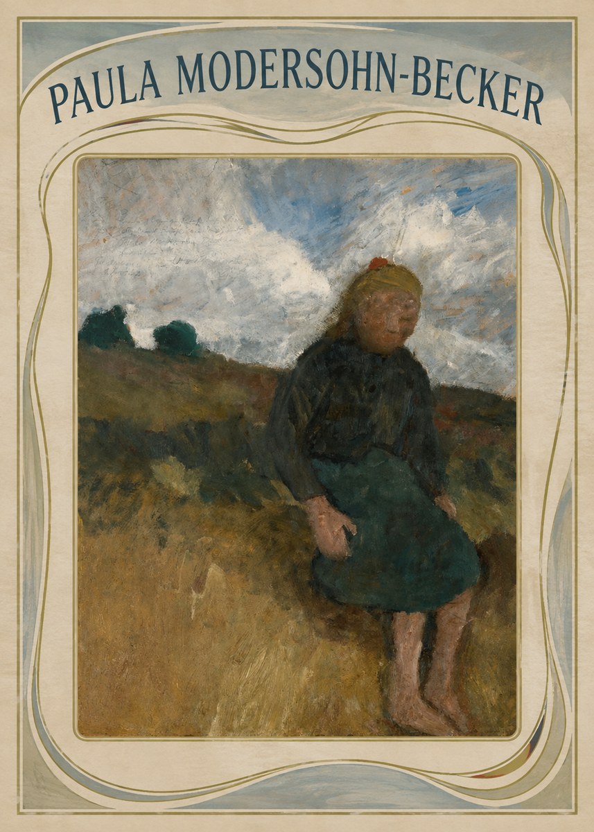 Paula Modersohn-Becker Seated Girl in the Moor No4 - Affiche