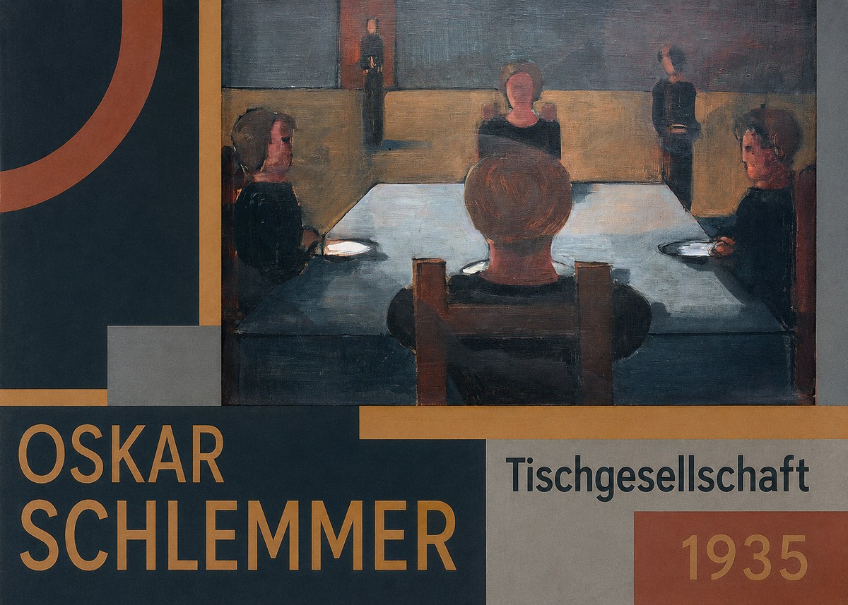 Oskar Schlemmer Tischgesellschaft No5 - Affiche