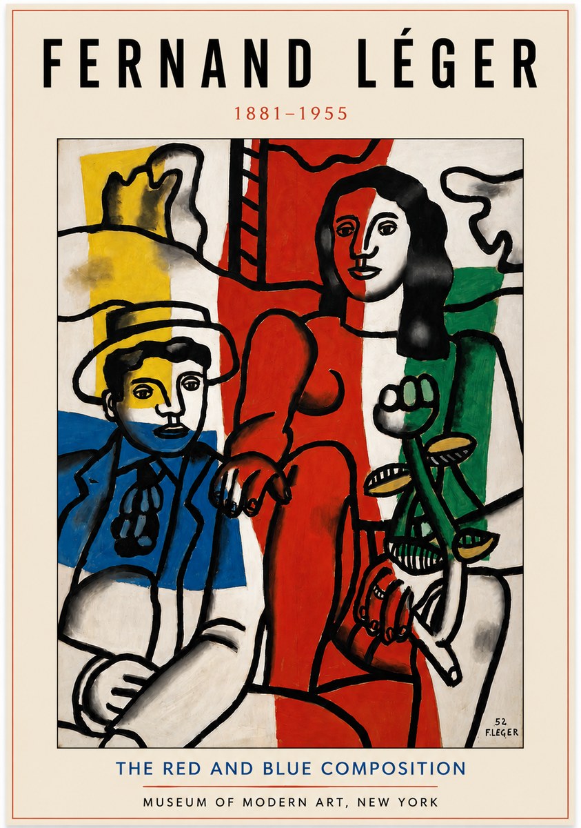 Fernand Léger The Red and Blue Composition No3 - Affiche