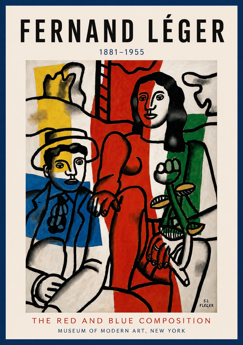 Fernand Léger The Red and Blue Composition No5 - Affiche