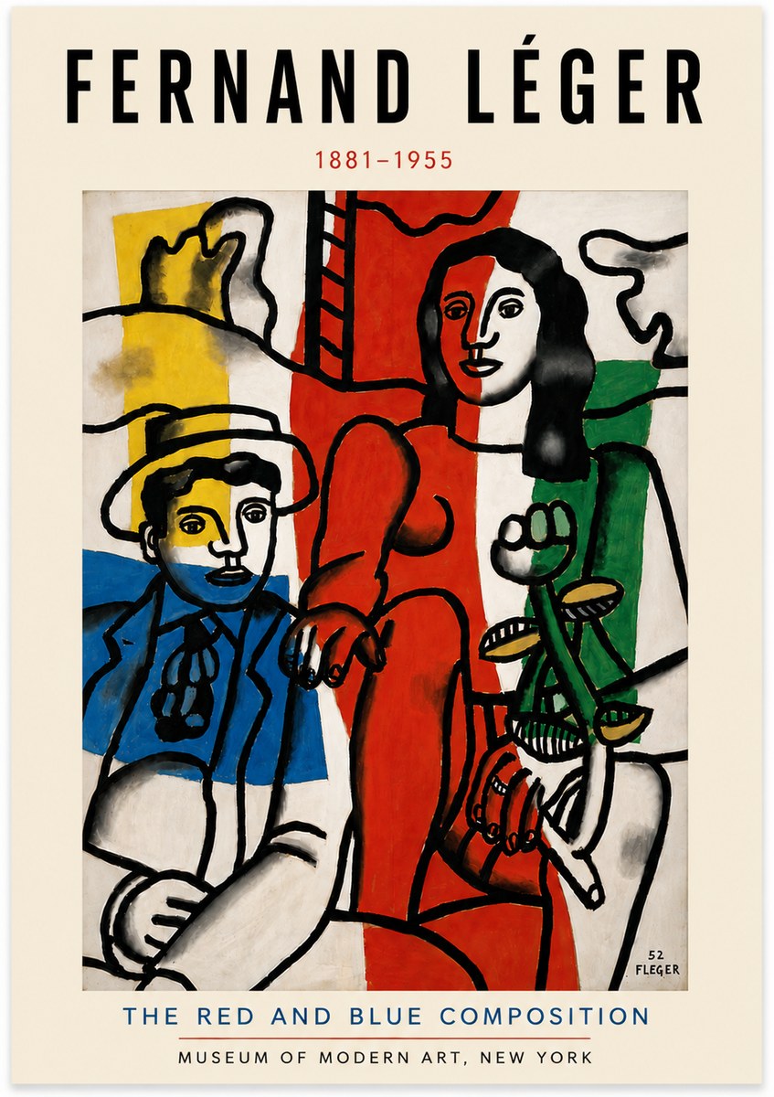Fernand Léger The Red and Blue Composition No6 - Affiche