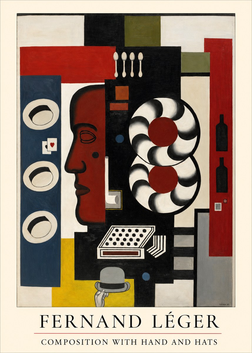 Fernand Léger Composition with Hand and Hats No1 - Affiche