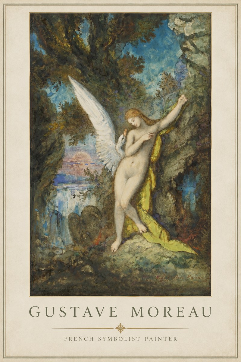 Gustave Moreau Leda and the Swan No1 - Affiche