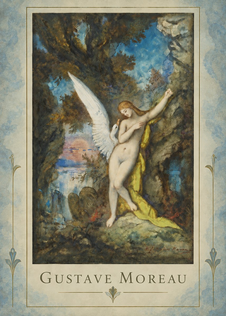 Gustave Moreau Leda and the Swan No4 - Affiche