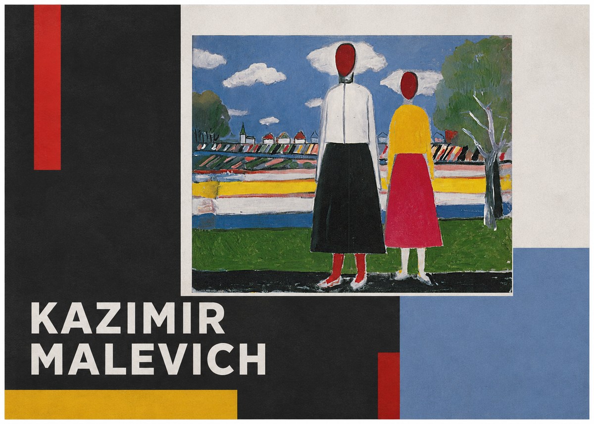 Kazimir Malevich Two Figures No5 - Affiche