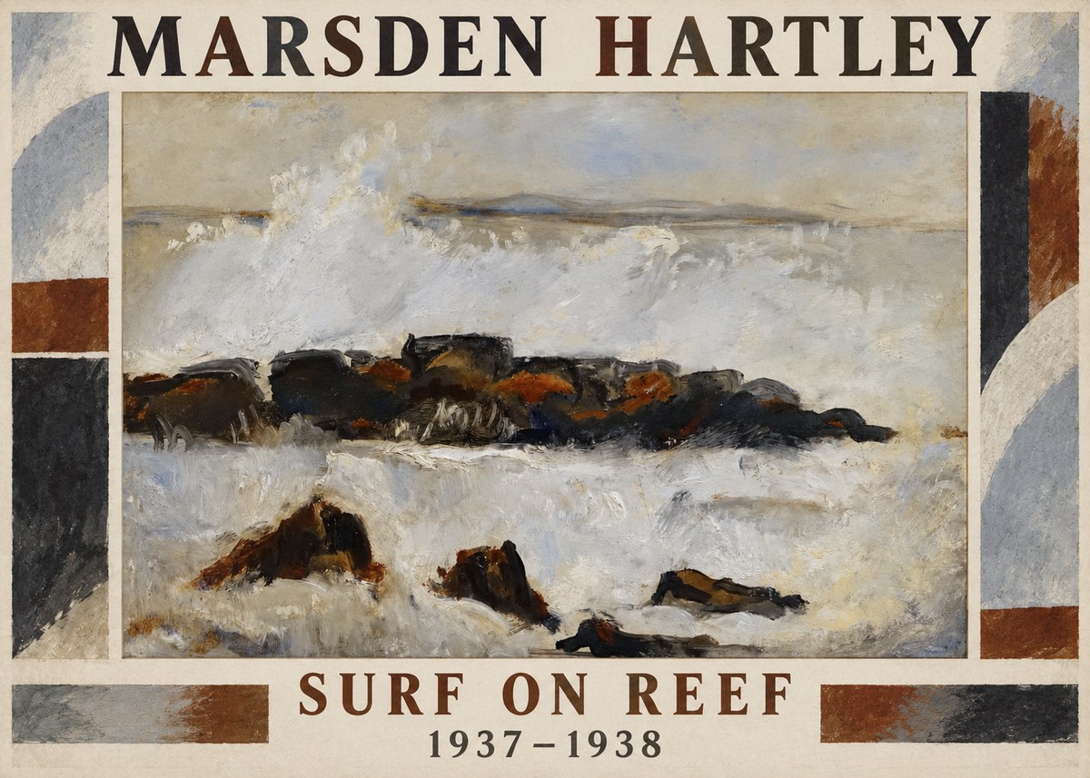 Marsden Hartley Surf on Reef No1 - Affiche